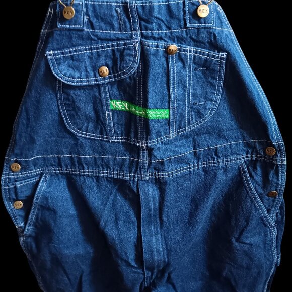 Men's 42x29 Overalls Vintage Key Denim Made Mexico 1990's Workwear Dark Wash - Picture 1 of 5